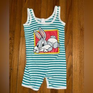 Vintage 1993 Warner Bros. Looney Tunes bodysuit striped Bugs Bunny